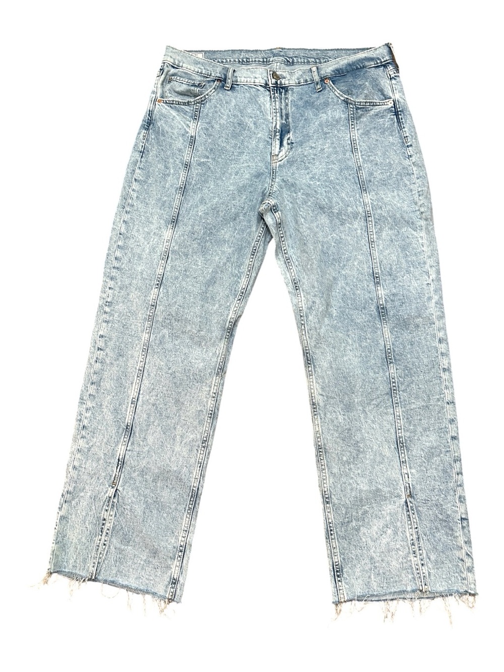 Gap ’90s Loose Mid Rise Jeans 33/16R Acid Wash Raw Hem